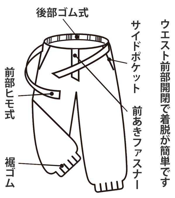 二部式白衣・道中衣後部ゴム式・裾絞り