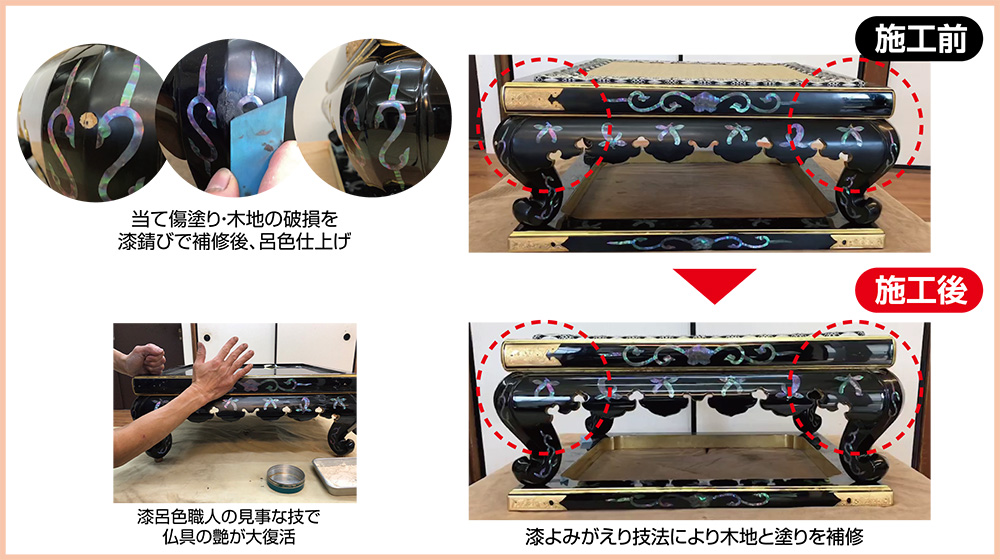 施工前と施工後の比較の写真です。